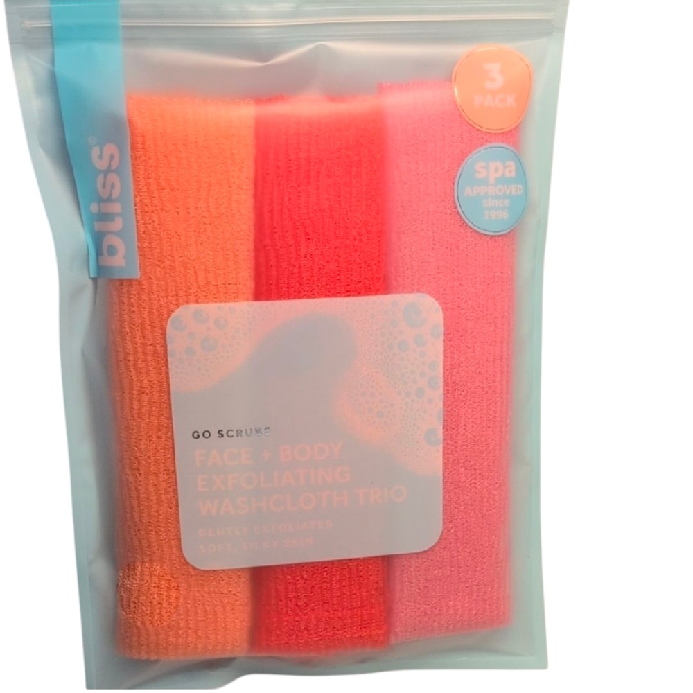Bliss Go Scrubs Face & Body Exfoliating Washcloth Set - 3 Pack